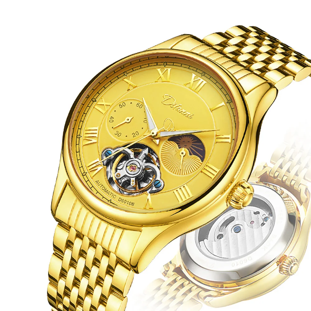 Механические Мужские часы Tourbill на заказ модный циферблат кожаный ремешок многофункциональные водонепроницаемые автоматические