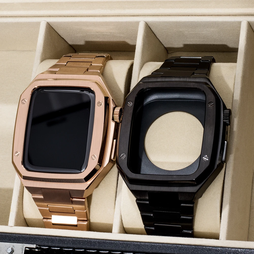 Metal watch bands For Apple Watch Protective Case Stainless Steel Strap DIY Modification Accessories 44MM 45MM iWatch 4/5/6/SE/7