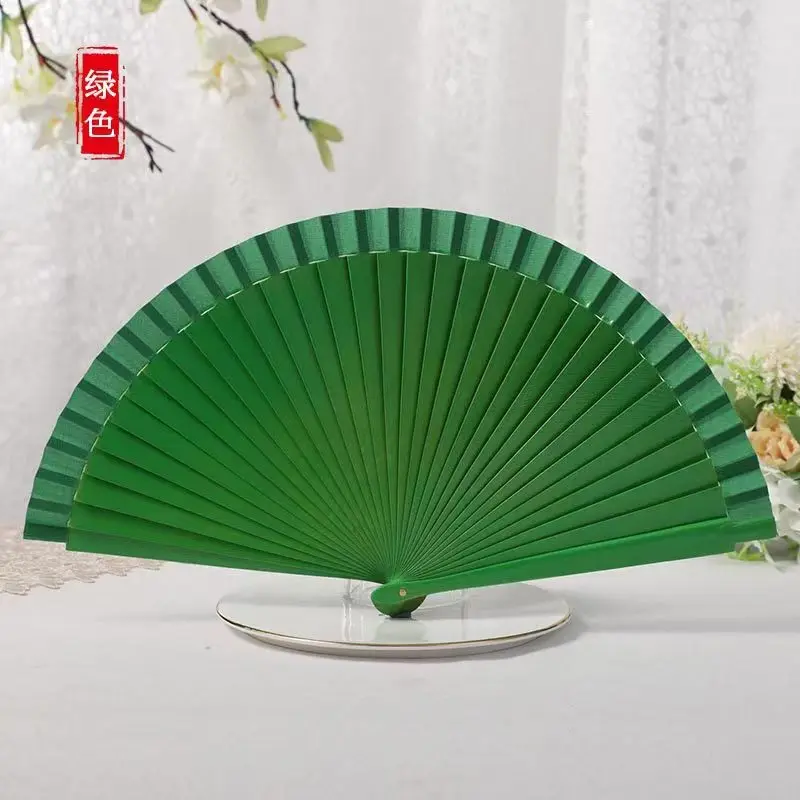 Folding Fan Women Chinese Style Handheld Fan Classical Solid Color Dance Props Elegant Fans Home Decoration Party Gift