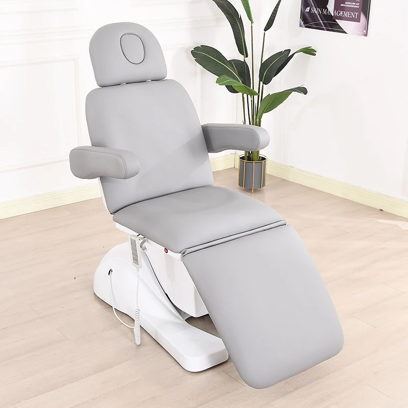 HICOMED PU Leather Modern Design Salon Furniture Multi-functional Electric 3/4 Motors Grey Massage Facial Tattoo Beauty Table