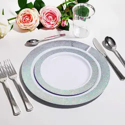Good Quality White and Black Edges Disposable Plastic Dinnerware Sets