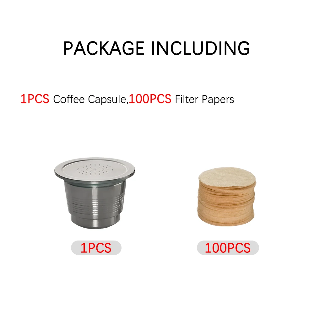 Customized 1Set Reusable Coffee Capsule Compatible With Nespresso Espresso Machine Coffee Filter Paper Coffee Capsule