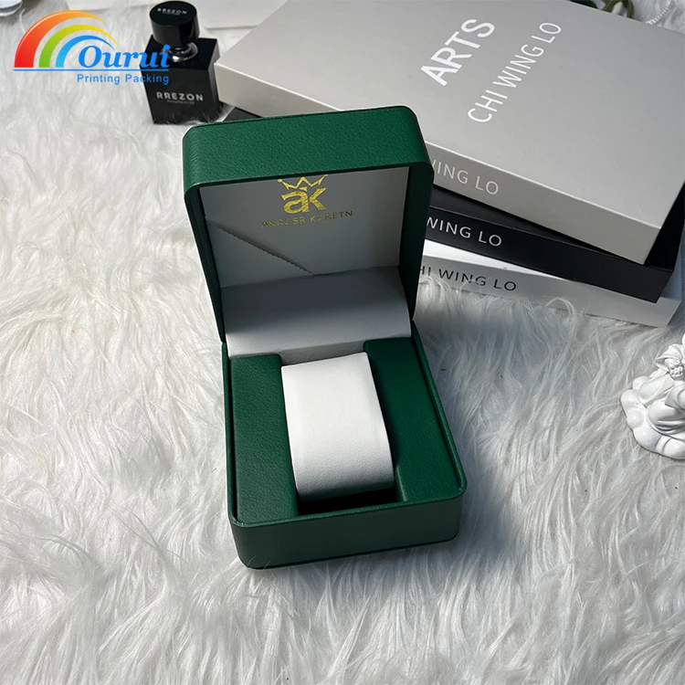 High quality exquisite platinum PU green leather custom lining leather edging high-end collection luxury luxury watch box