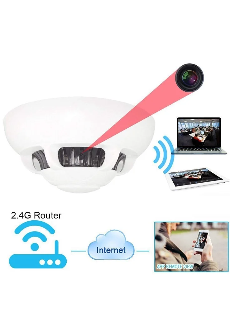 P2P ip Smoke Detector WiFi Camera wireless hidden spy ip camera 1080p wireless smoke detector camera