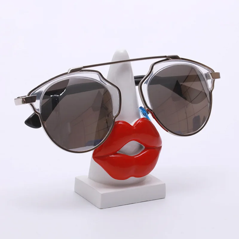 Maxery Fashion Creative Gift Lips Resin Glasses Shelf Display Stand New Office Ornament Acrylic Holder Sunglasses Display