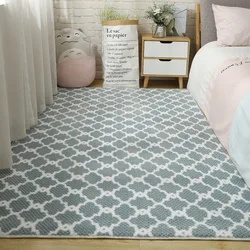 Girl Bedroom Carpet for Children Modern Lattice Living Room Large Rugs Decoration Teenager Green Blue Pink Kids Mat On The Floor