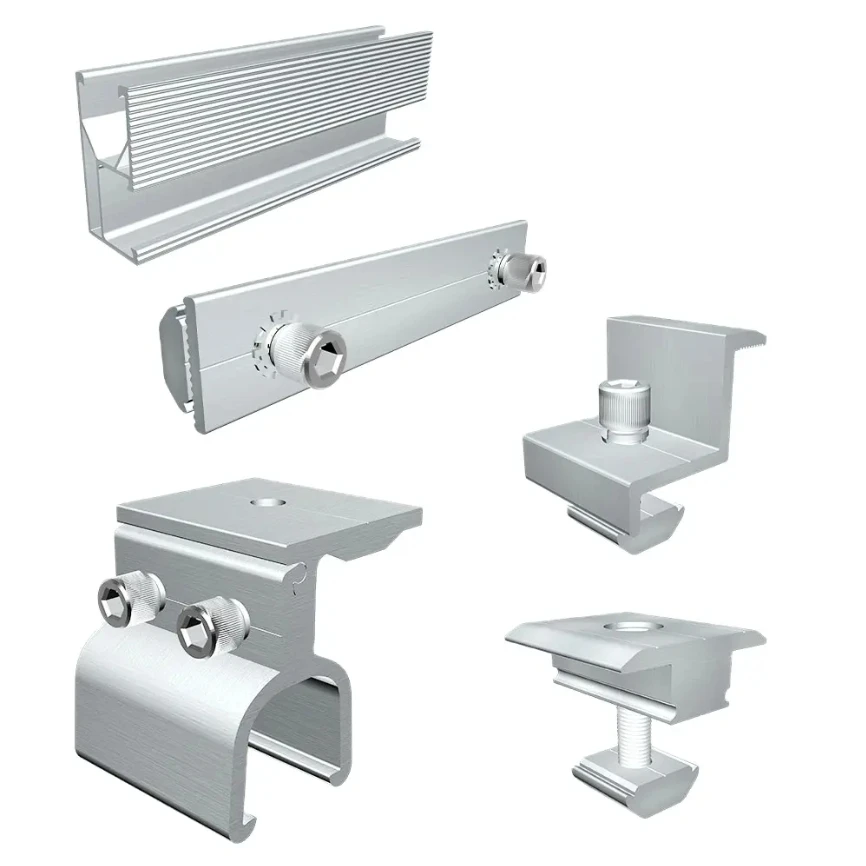 Aluminium Solar Mounting System Ground Photovoltaic Standing Seam Parts Accessories Pitched Roof Ground Carport Installation