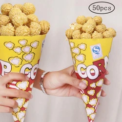 Cone Shape Popcorn Bags Paper Popcorn Paper Bag Treat Bags with Tapered Tips Paper for Pop Corn Candy Snacks Wedding Party