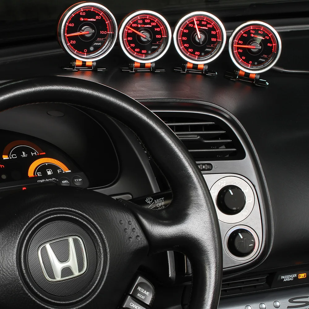 Racing Car Boost Gauge Kit 2 inch 52mm and Smoked Black Face Boost Gauge Meter 40 psi