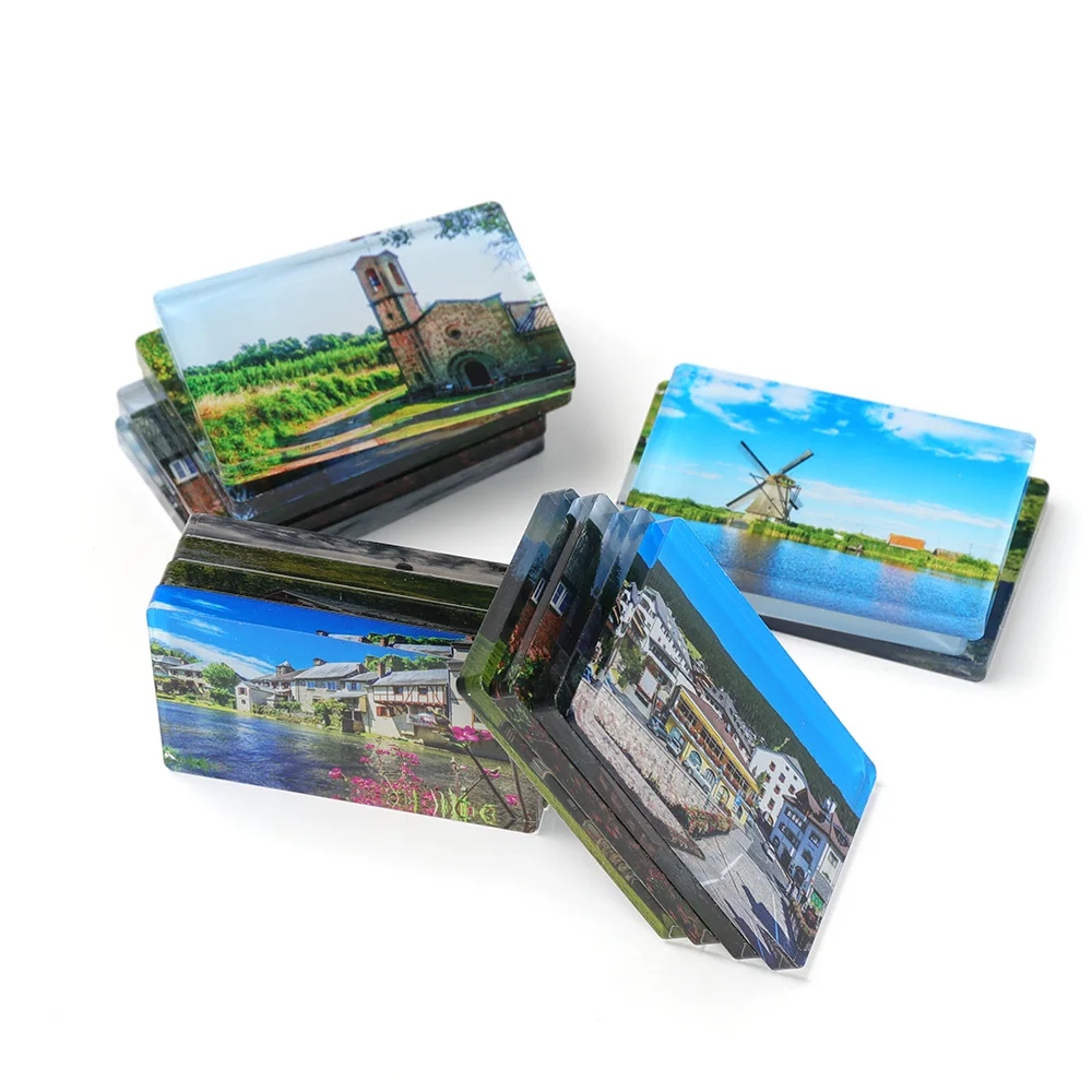 Custom Tourism Souvenir Acrylic Fridge Magnet Photo Frame Printing Sublimation Blank Acrylic Refrigerator Magnet