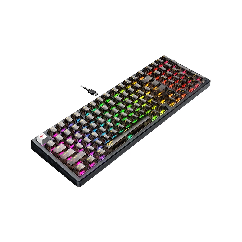 Havit KB875L 98 Keys Hot Swap RGB Lights Fully Transparent Backlit Mechanical Gaming Keyboard with Gasket Structure