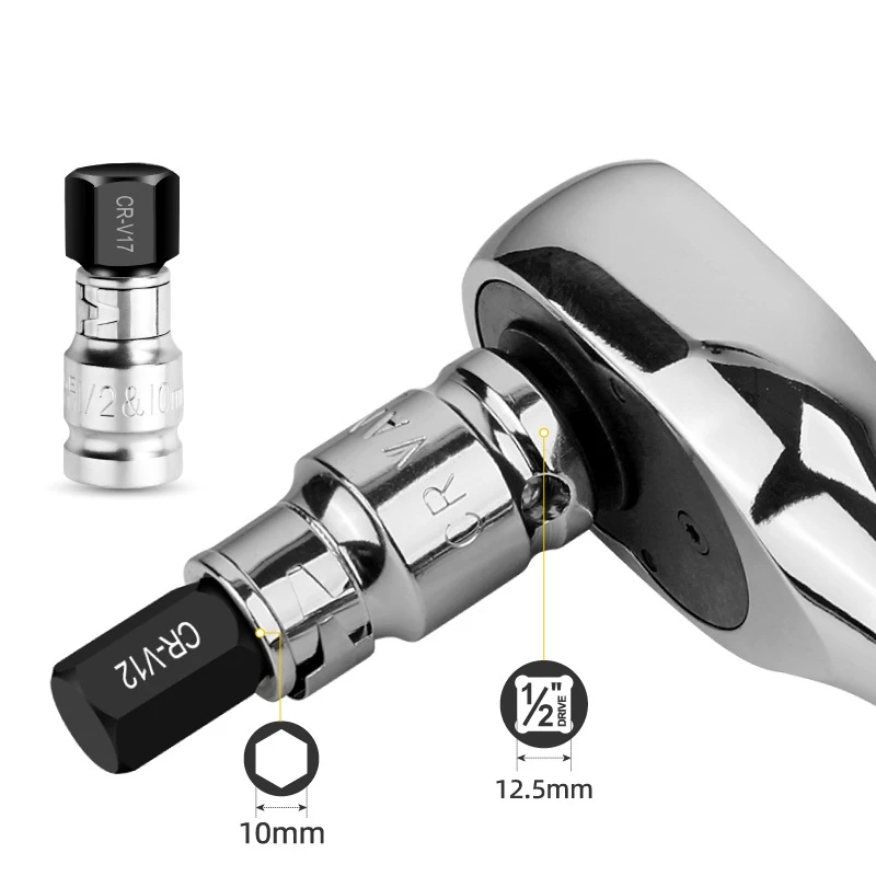 Manufacturer Professional 1/2'  14pcs Hex Bit Socket Set CR-V Metric Standard Plastic Storage Box Maintenance Hand Tools