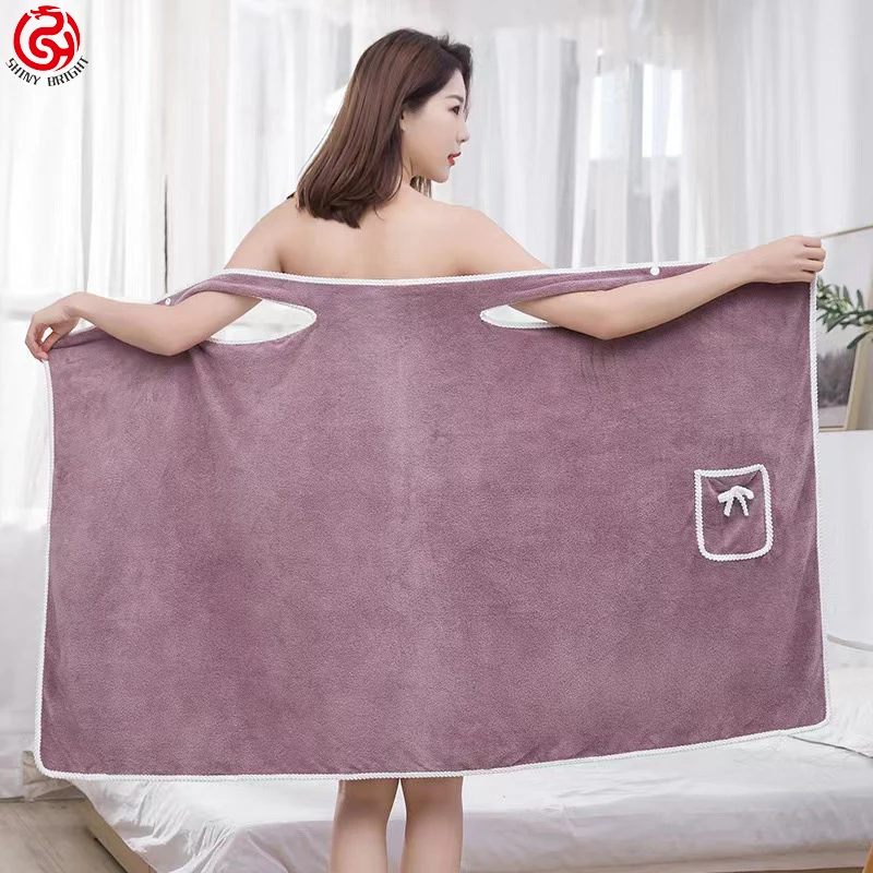 Coral Fleece Body Scrub Towel Women Bath Towel Logo Dress Skirt Big Towel Strong Water Absorption Microfiber Adult Plaid Knitted