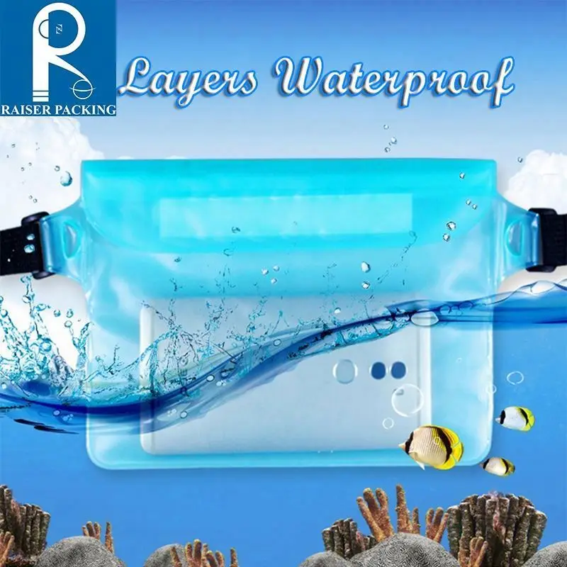 3 Layers Waterproof Sealing Drift Diving Swimming Waist Bag Skiing Snowboard Underwater Dry Shoulder Bag For Phone