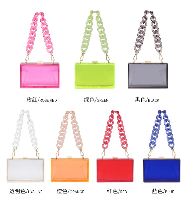 2021 Crystal Wedding Party Handbag Women Square Acrylic Evening Bag Clutch Purse Clear