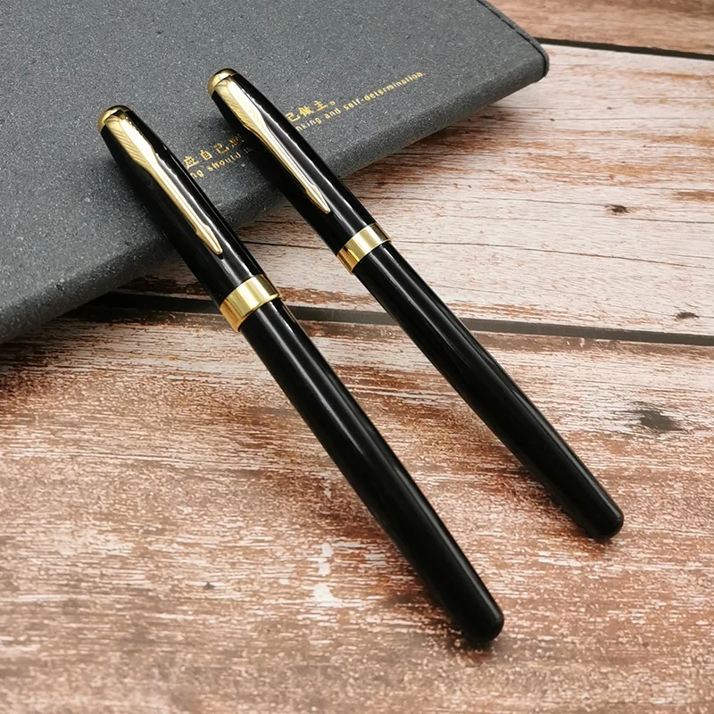 Luxury Hot sale high quality black gold plating metal roller pen with custom logo color
