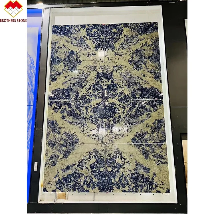 Красивый роскошный камень Боливия синий прозрачный содалитовый Оникс Мраморная книга подходит для фоновой стены