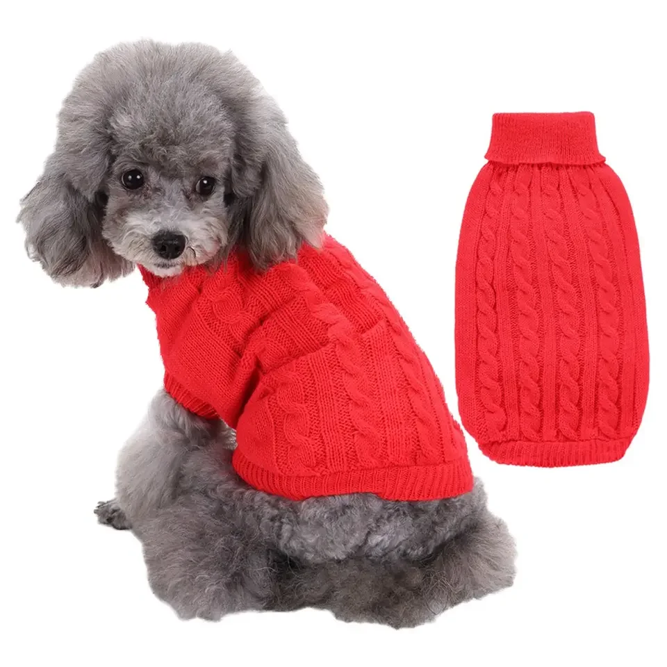 Fashion Designer Classic Cable Pet Knit Jumper Dog Sweater
