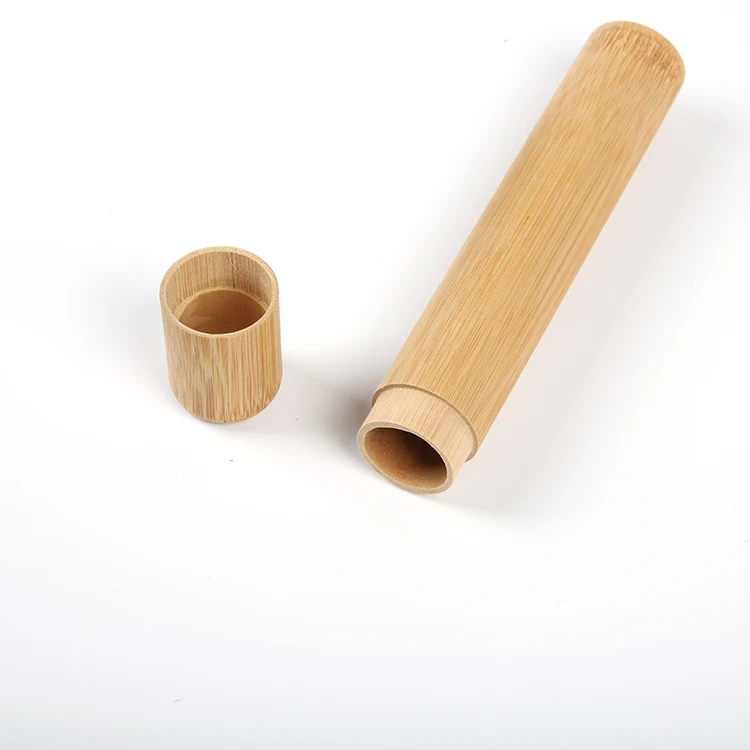 Eco-friendly natural bamboo tubes packaging adult kids bathroom travel toothbrush holder