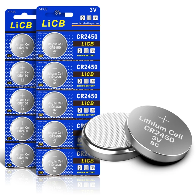 Licb Fast Delivery Li Mno Cr2450 Button Cell 3V Lithium Battery Cell