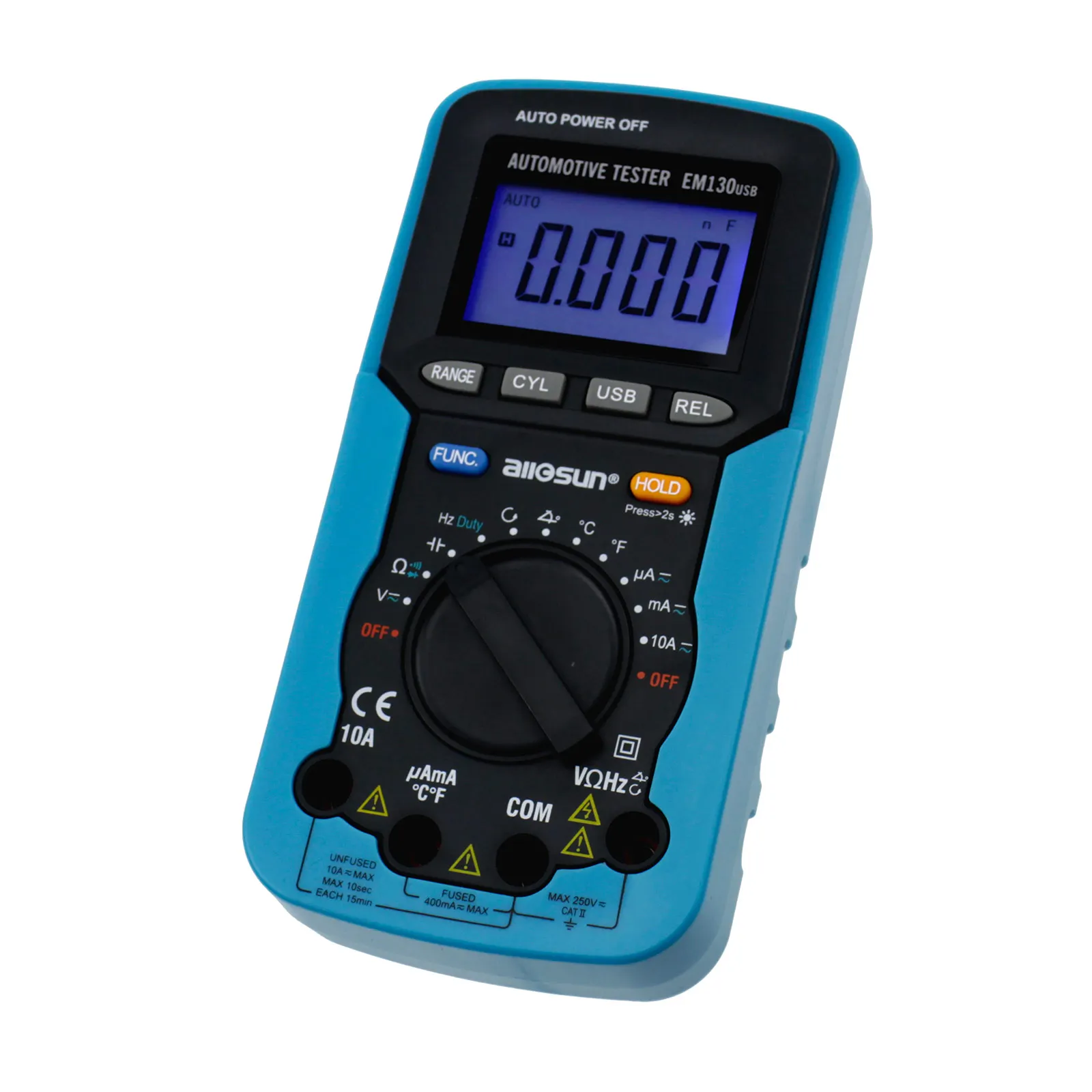 EM130USB Pro Digital Automotive Multimeter Handheld RPM Dwell Angle Test Pulse Width Test