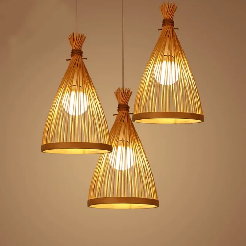 Chinese Zen Bamboo Chandelier Tea Room Bamboo Dining Room Pendant Light B&B Rustic Lantern Lighting