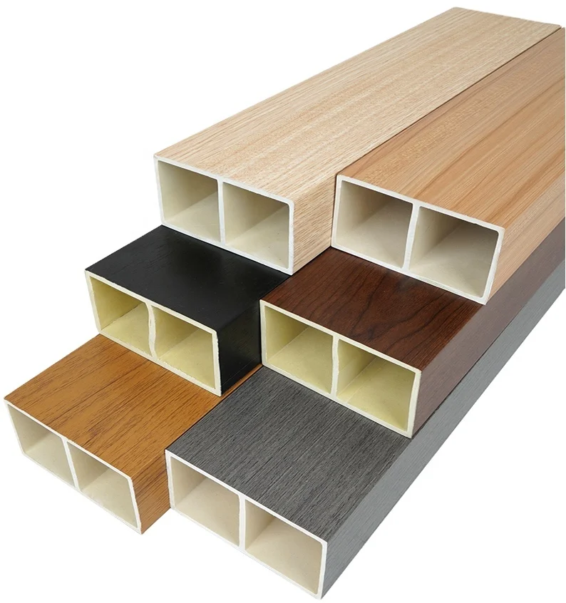 Interior Decoration Wood Grain Batten WPC Hollow Square Tube Column Partition Wall Ceiling Timber Tubes