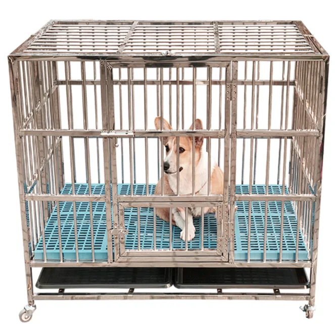 Wholesale Stainless Steel Dog Cage Heavy Duty Cage Dog Collapsible Large Dog Kennel Cage
