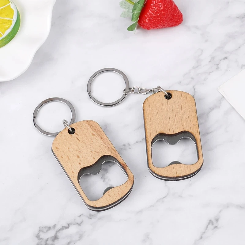 Custom Wooden Bottle Opener Key Chain Wood Keychain Beer Bottle Openers