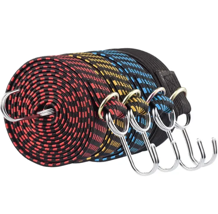 High Quality Adjustment Length Elastic Rubber Luggage Rope With Hooks Bungee Cords