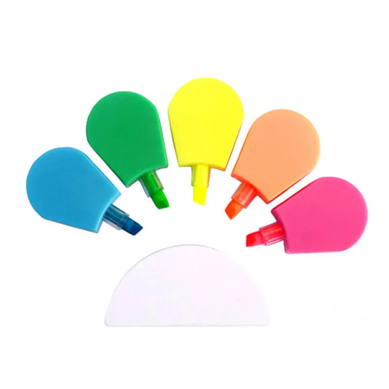 BECOL Promotional 5 in 1 Half Flower Shape Highlighter Markers Creative Cute Student Highlighter Marker Pen for School