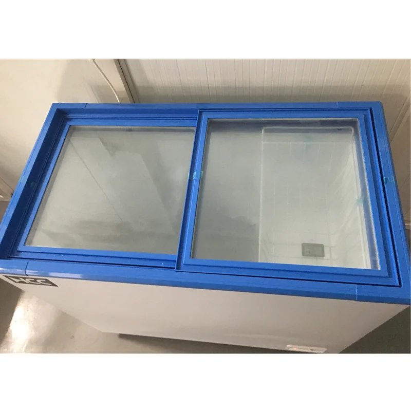 368L commercial supermarket deep chest freezers ice cream chest freezer glass door for sale