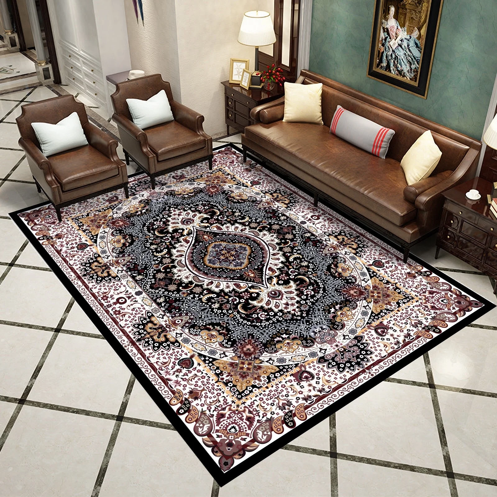 
Persian design living room polyester 3D printed carpet 