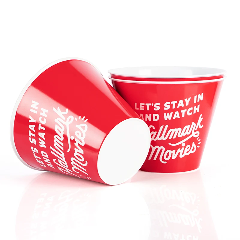 Custom Design Melamine Popcorn Bowl With Full-Printing Decal For Movie Theater Night