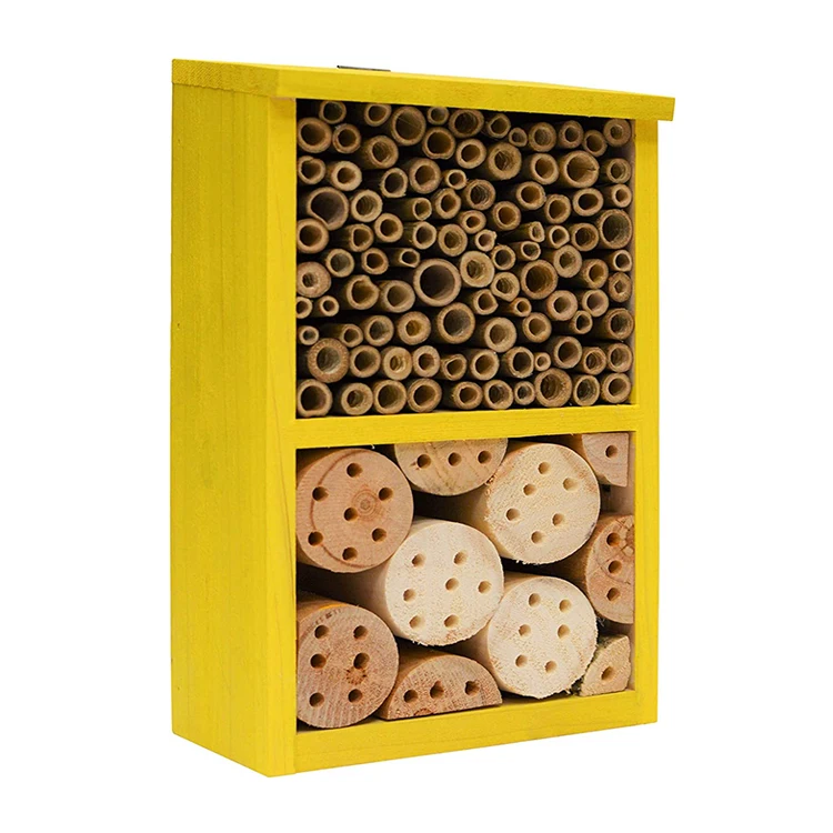 Legend OEM/ODM Bird Products PWH5 Large Wooden Yellow Bee House Wood Bee Bug Room