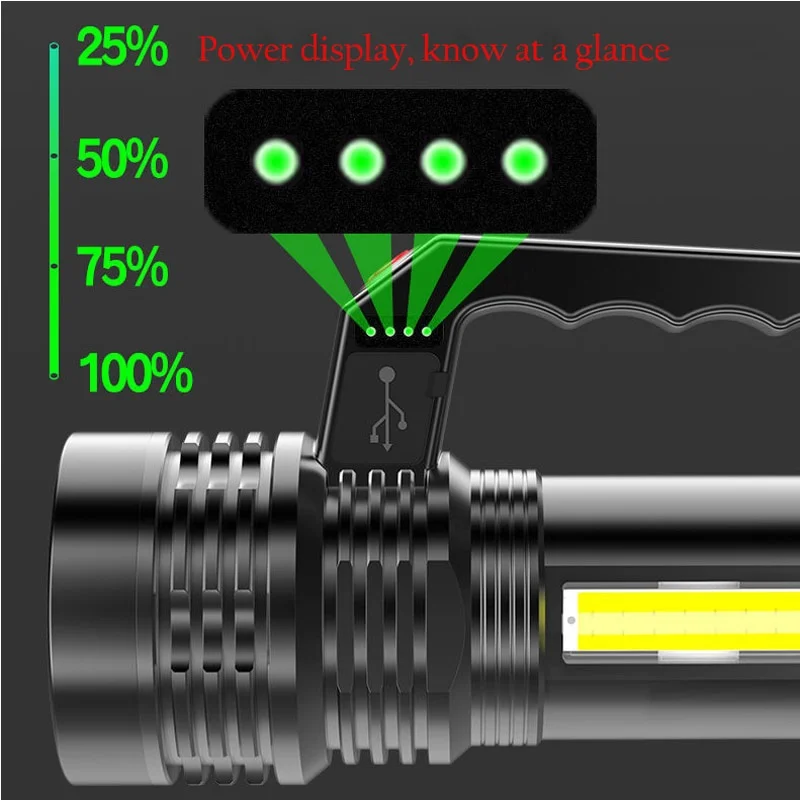 Powerful LED Flashlight Portable LED P500 Torch USB Rechargeable Searchlight Waterproof Spotlight for Fishing Light Lantern