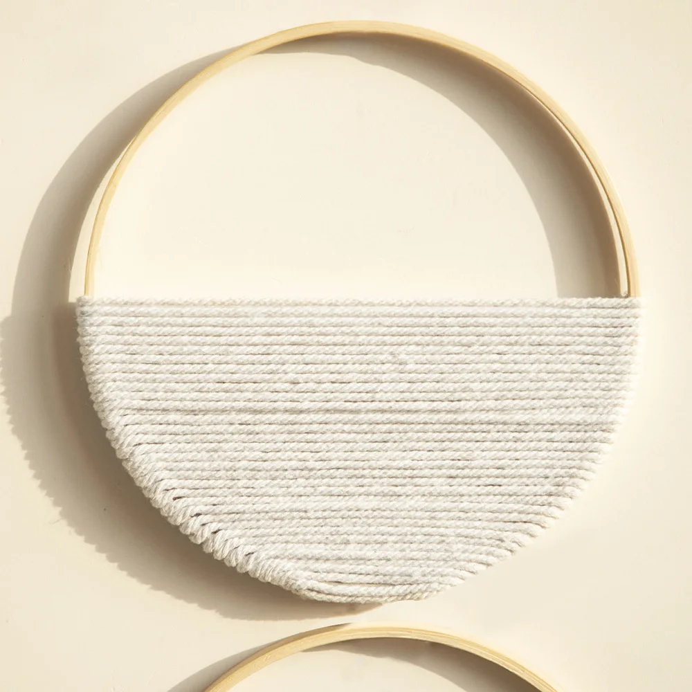 Modern 2 Pcs Macrame Wall Hanging Woven Boho Circle Wall Decor Art Chic Handmade Home Decorations For Apartment Nursery