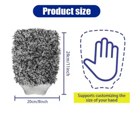 Color long hair coral cleaning gloves Microfiber car wash gloves Easy to clean car wash gloves