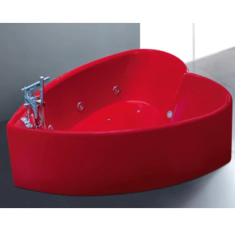 hot sell newest design red built in acrylic heart shaped bathtub