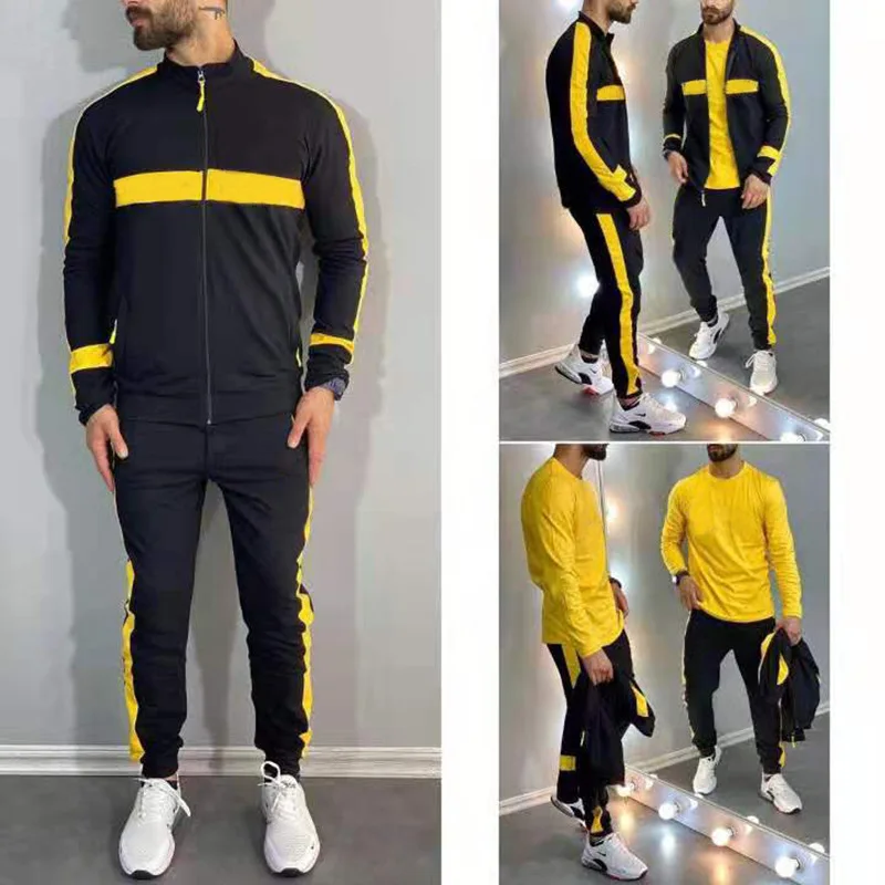 Wholesale Mens Sweat Suits Zips 2 Pieces Jacket Set Jogging Suit Track Suit Custom Logo Jacket Tracksuits For Men