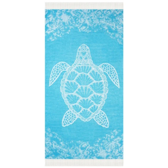 Blue Lake Turtle Classic Turkish Beach Towel 100% Cotton 39 X 71 Inch Peshtemal Towel For Beach Pool Gym And Bathroom