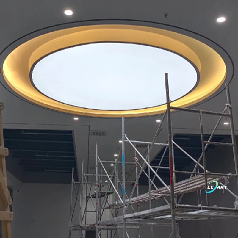Modern Smart Home Office Indoor Remote Control LED Light Round False Ceiling Cornice 3d Pvc Panel Decor