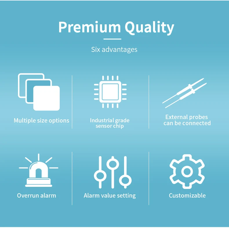 Hot selling multifunctional digital LED industrial thermometer and hygrometer with 5V sound and light alarm and USB charging