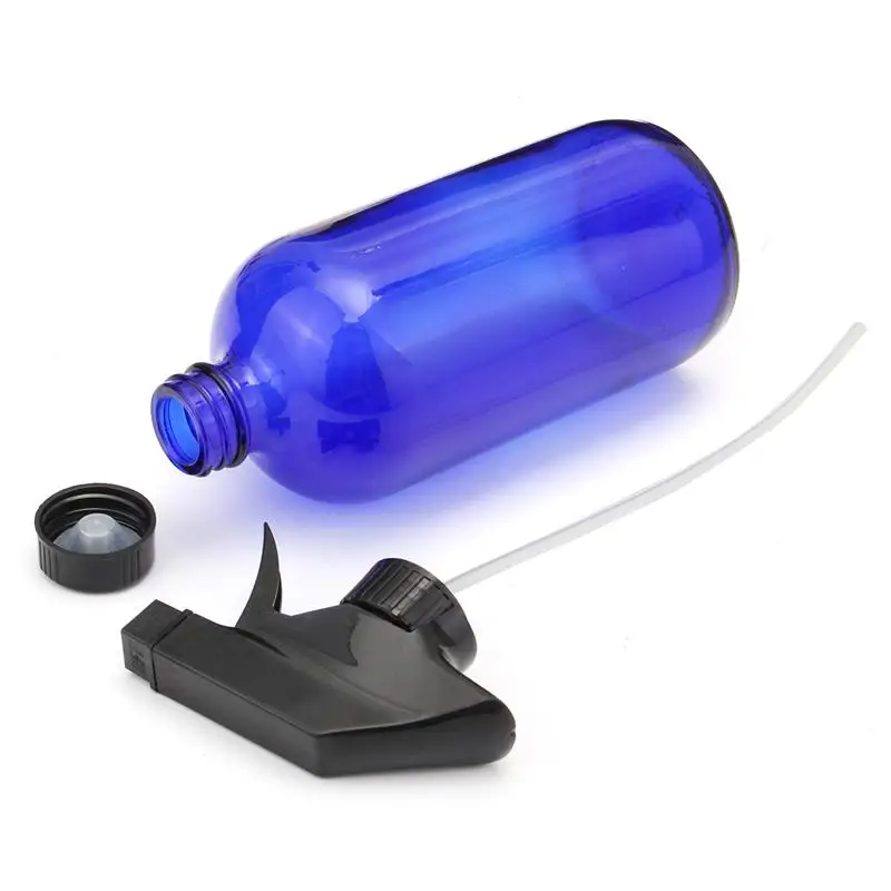 Different Sizes Spray Gun Bottle 15/30/60/120/240/480/1000ml Blue Glass Bottle For Cosmetic