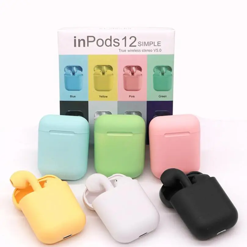  Inpods 12 i12 Macaron наушники-вкладыши TWS с 8 видов цветов мини беспроводные наушники Audifono BT 5 0 матовый розовый зеленый/желтый/синий/в