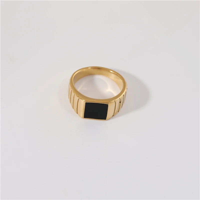 High End 18K позолоченные простые черные нержавеющая сталь кольца из нержавеющей стали унисекс Кольца Пара золотые украшения