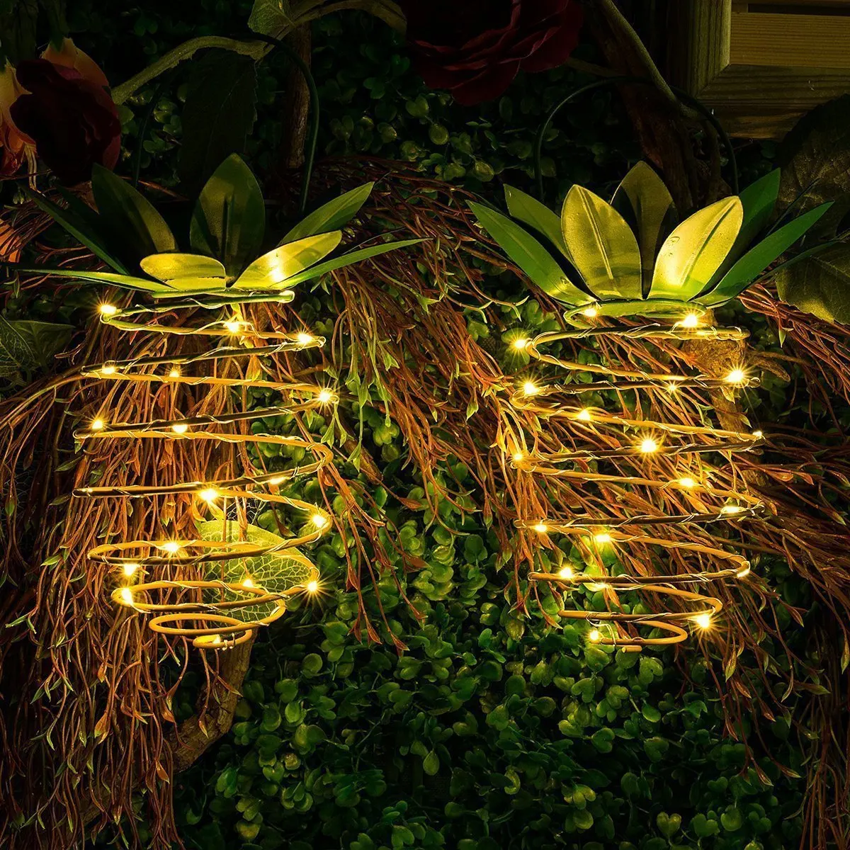 LED Solar Light Pineapple Shaped Lantern Copper wire Light String Garden Light Night Lamp