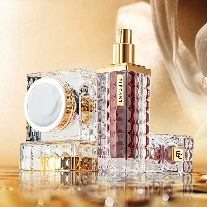 unique 30ml 50ml square empty luxury acrylic containers lotion bottle with pump