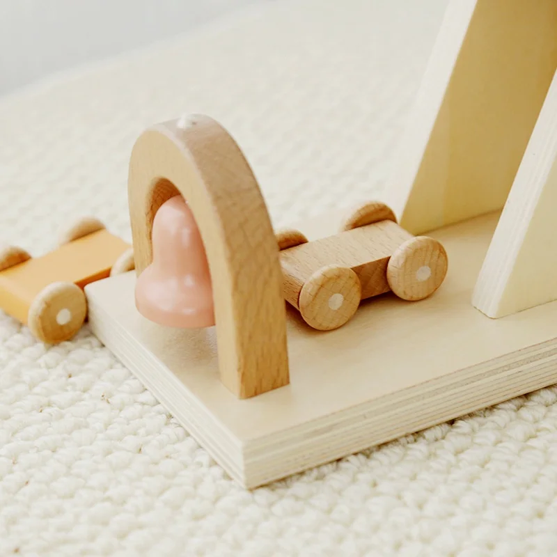 Unisex Scandinavian Style Wooden Windmill Gliding Track Kids Yo-Yo Car Toy Hand-Eye Coordination Visual Tracking Packaged Bag