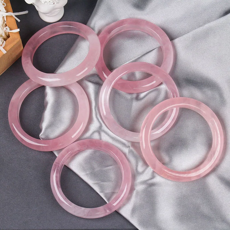 Jewelry Natural Jade Flat Strip Rose Quartz Bangles Jewelry Lucky Safety Jade Bracelet Fine Jewelry women wholesales